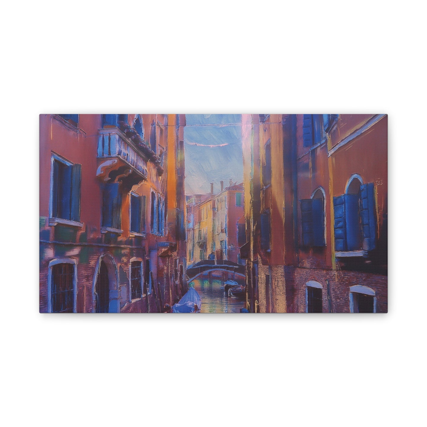 Venetian Canal Art Print, Canvas Wall Decor, Home Gallery Art, Gift for Art Lovers, Living Room Wall Art, Colorful Italian Landscape