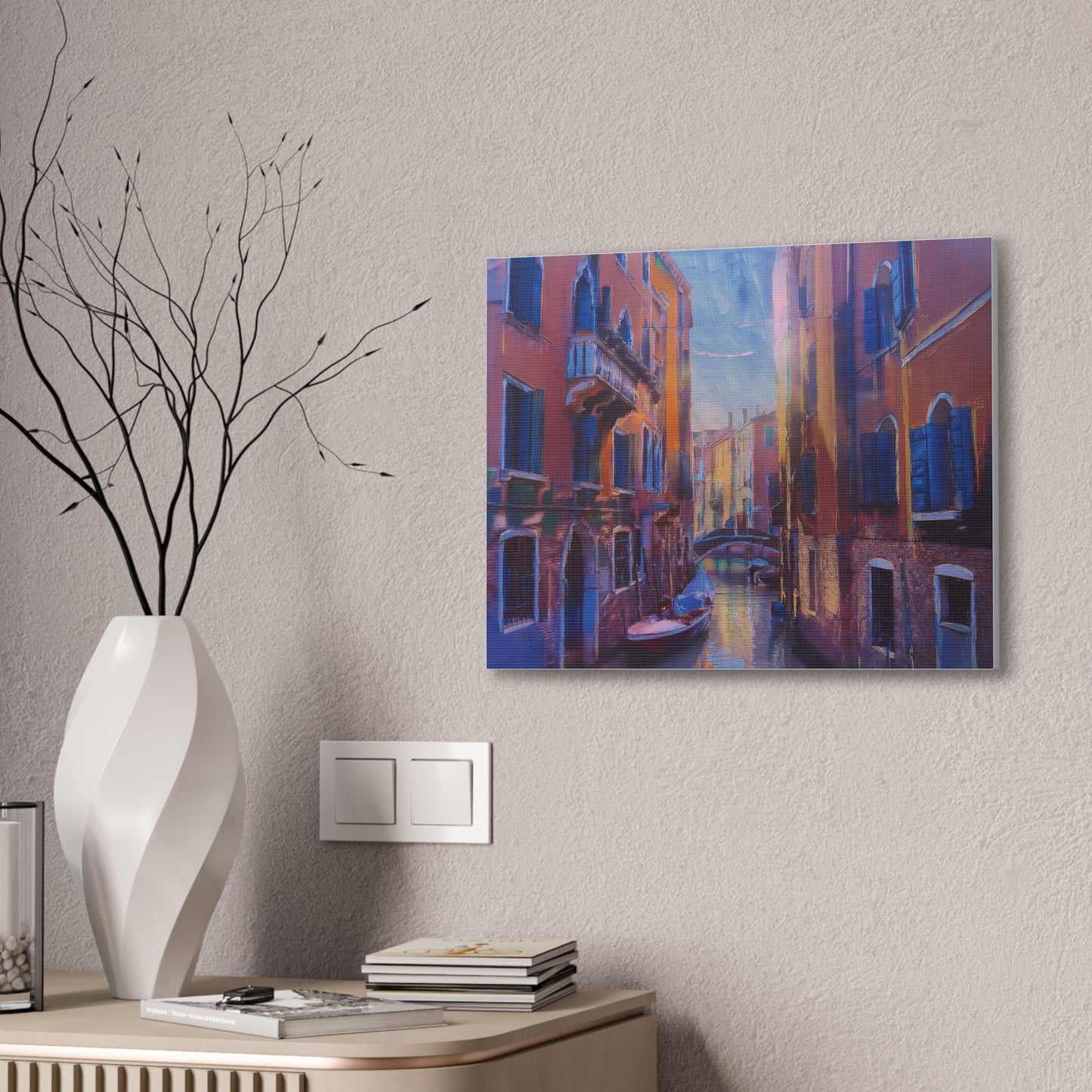 Venetian Canal Art Print, Canvas Wall Decor, Home Gallery Art, Gift for Art Lovers, Living Room Wall Art, Colorful Italian Landscape
