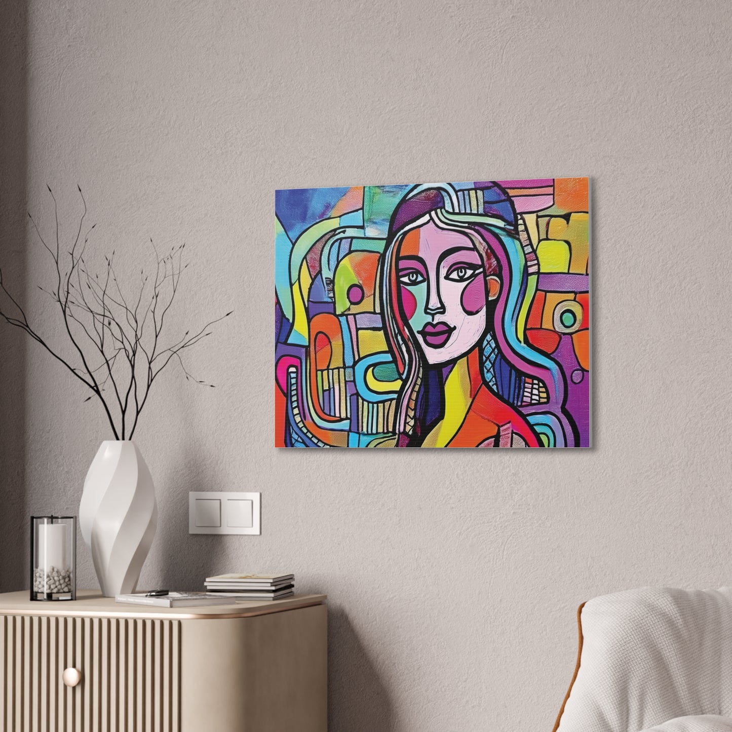 Colorful Canvas Art Print, Abstract Portrait Decor, Wall Art for Home, Colorful Wall Hanging, Gift for Art Lovers