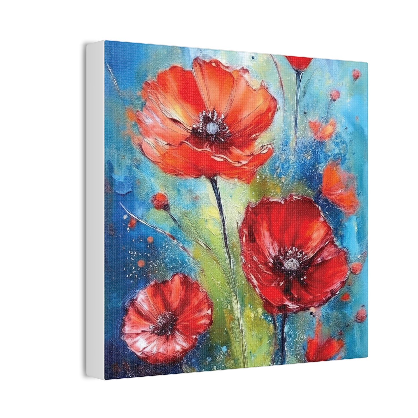 Vibrant Floral Canvas Art Print, Colorful Flower Wall Decor, Home Decor, Gift for Nature Lovers, Poppy Artwork, Vibrant Wall Art