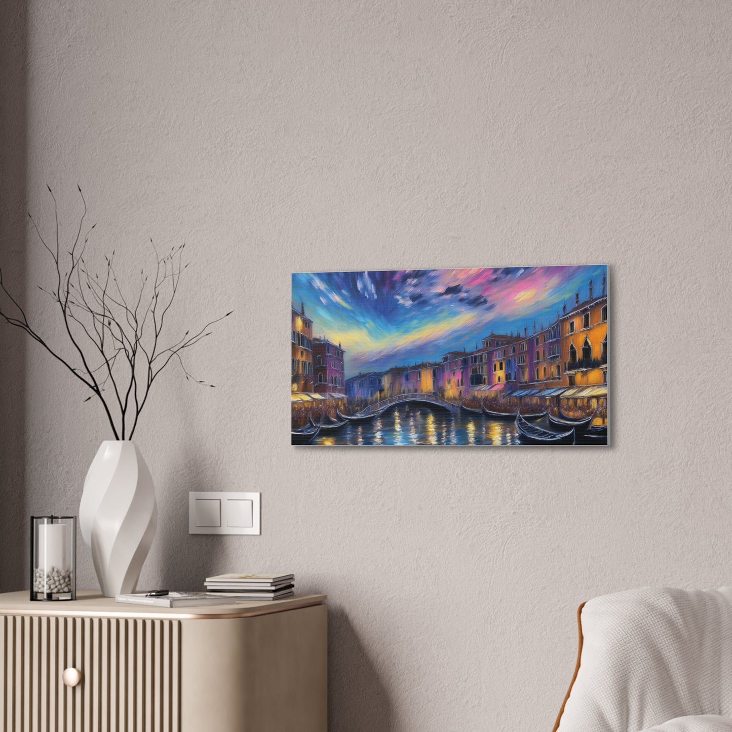 Canvas Wall Art, Serene Venice Scene, Home Decor, Art Gift for Her, Office Wall Decoration, Colorful Landscape Print