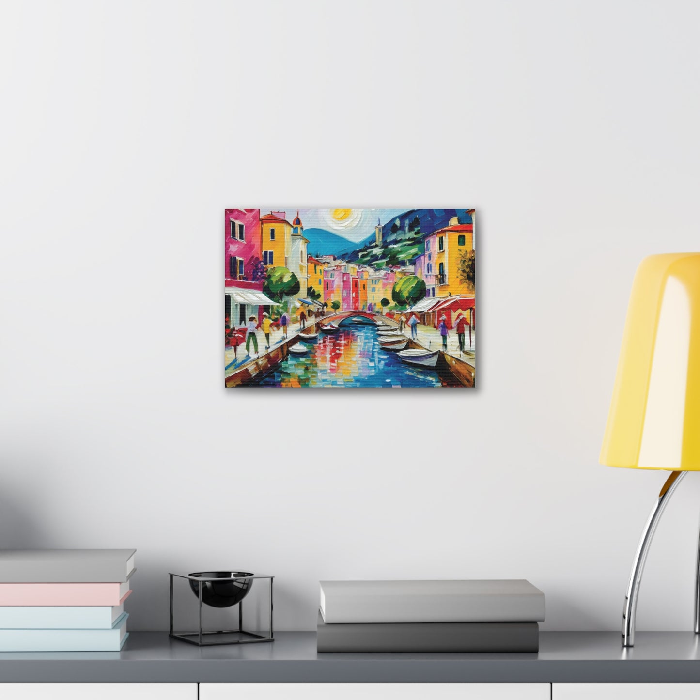 Vibrant Canvas Art Print, Colorful Wall Decor, Living Room Artwork, Mediterranean Scene, Gallery Wall Collection
