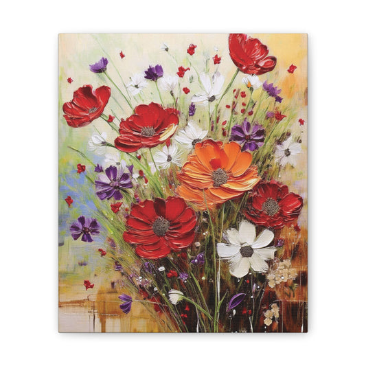 Floral Canvas Art Print, Colorful Flower Wall Decor, Home Decor, Gift for Her, Botanical Wall Art, Mothers Day Decoration