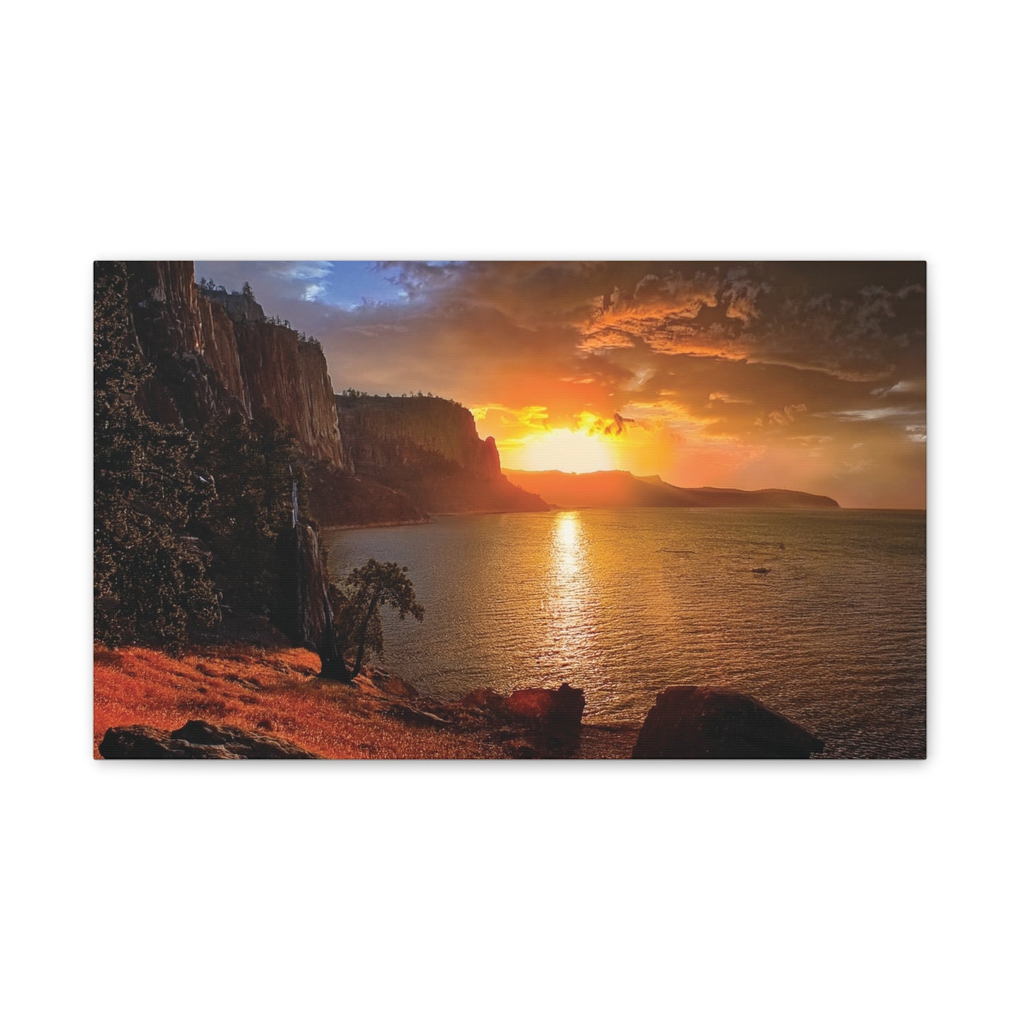 Sunset Canvas Print, Nature Wall Art, Scenic Home Décor, Gift for Nature Lovers, Coastal Landscape Decoration