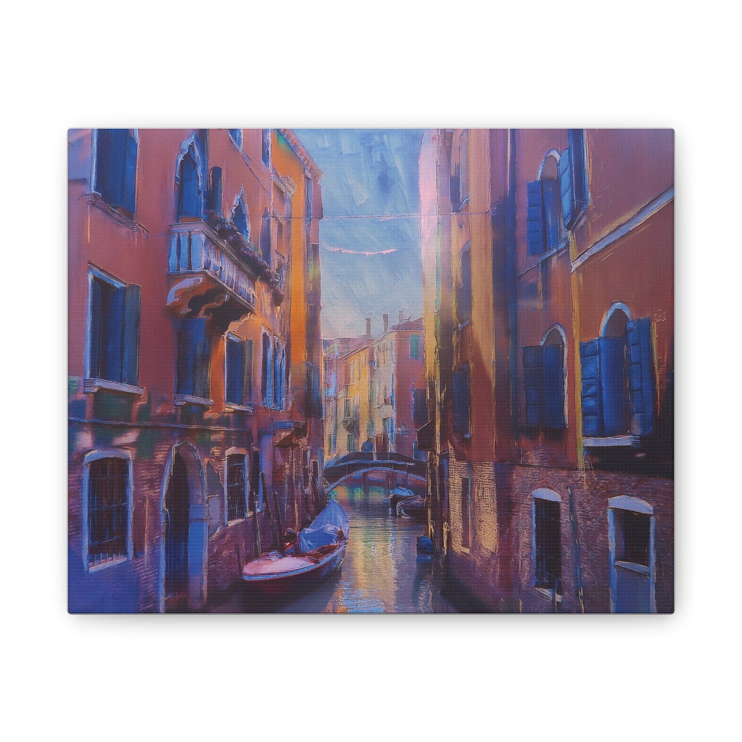 Venetian Canal Art Print, Canvas Wall Decor, Home Gallery Art, Gift for Art Lovers, Living Room Wall Art, Colorful Italian Landscape