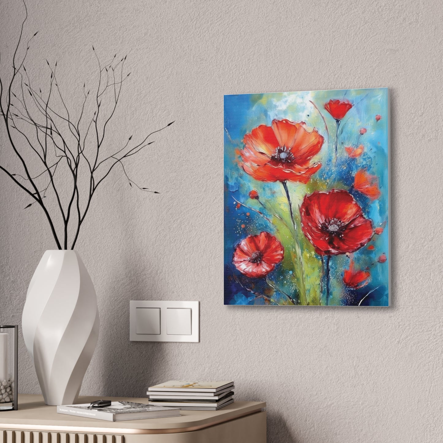Vibrant Floral Canvas Art Print, Colorful Flower Wall Decor, Home Decor, Gift for Nature Lovers, Poppy Artwork, Vibrant Wall Art
