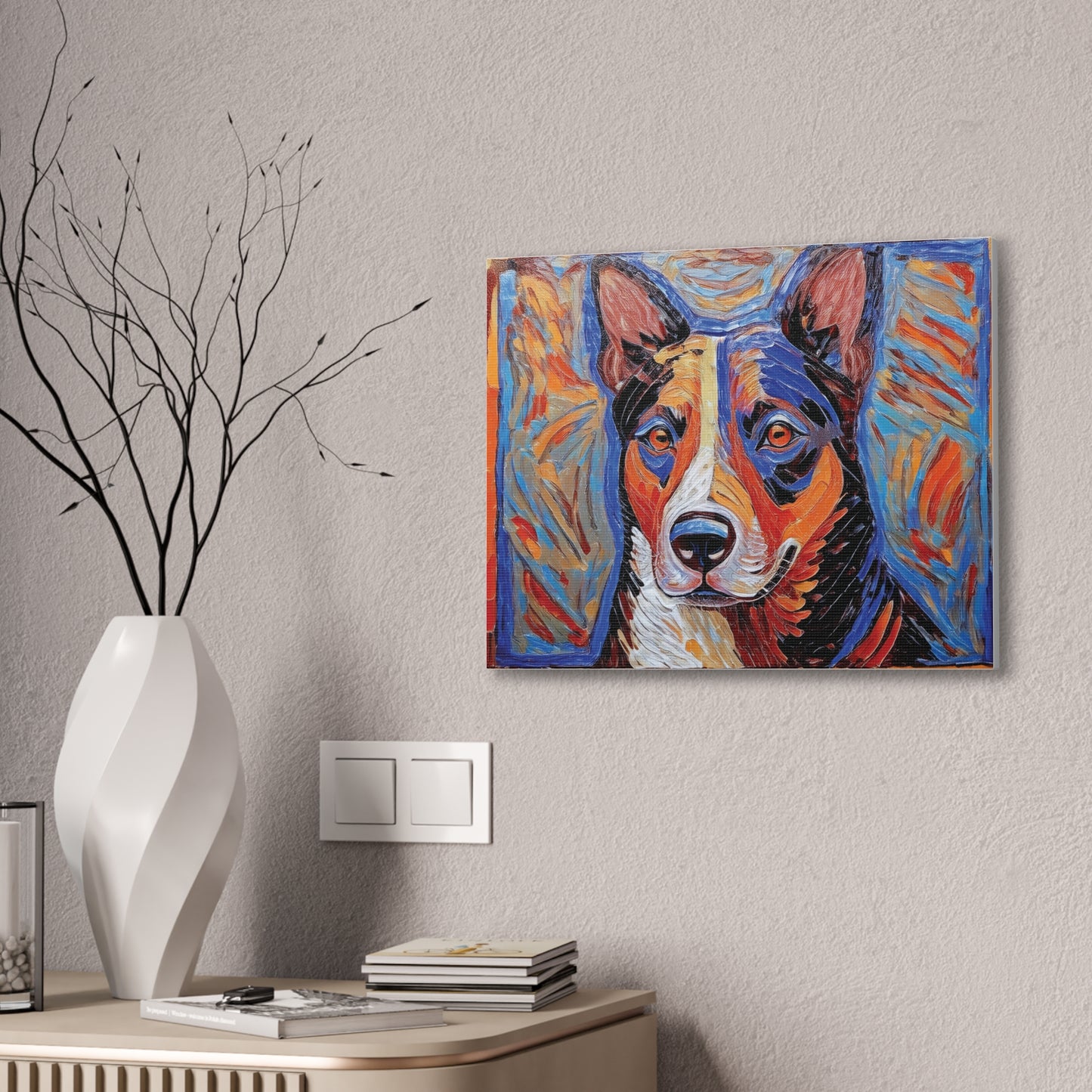 Vibrant Dog Canvas Print, Pet Lover Gift, Colorful Wall Art, Home Decor for Dog Owners, Animal Lover Decor, Unique Gift Idea