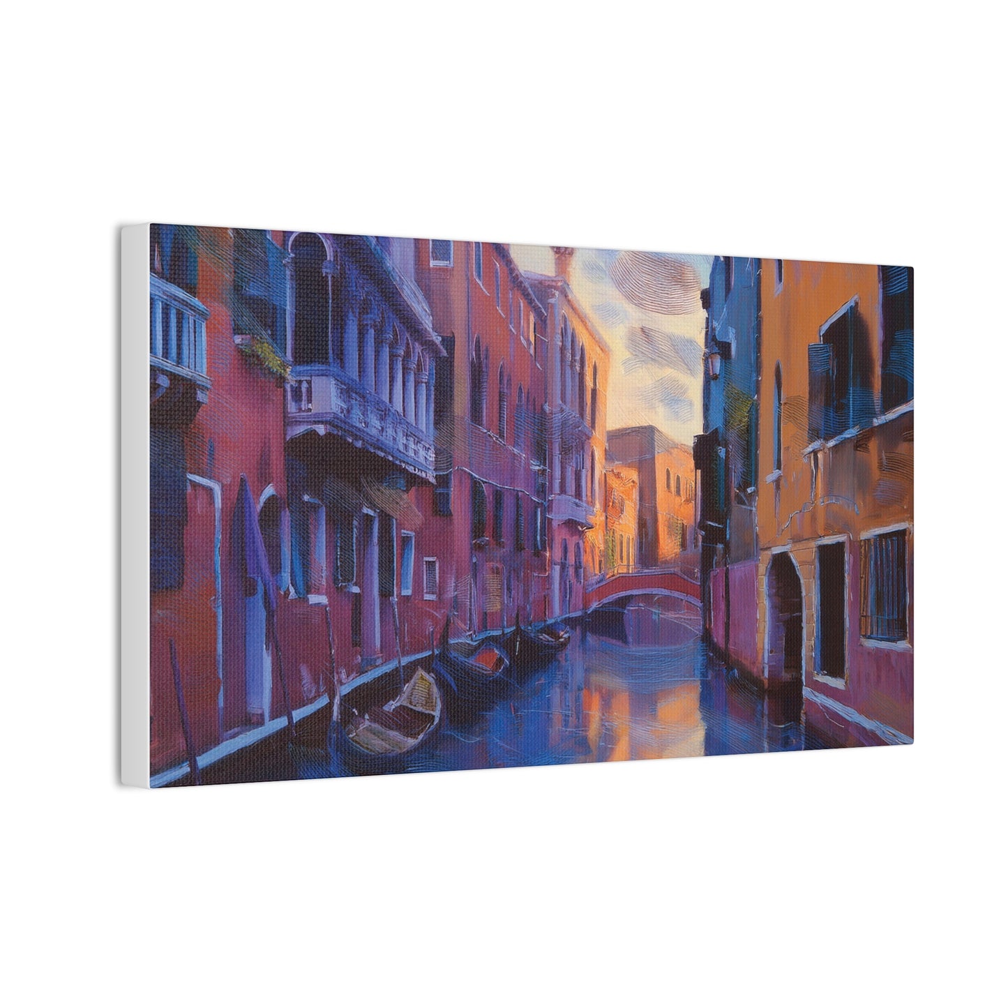 Vibrant Canvas Wall Art, Stretched Art Print, Home Decor, Venetian Landscape, Colorful Artwork, Gift for Art Lovers
