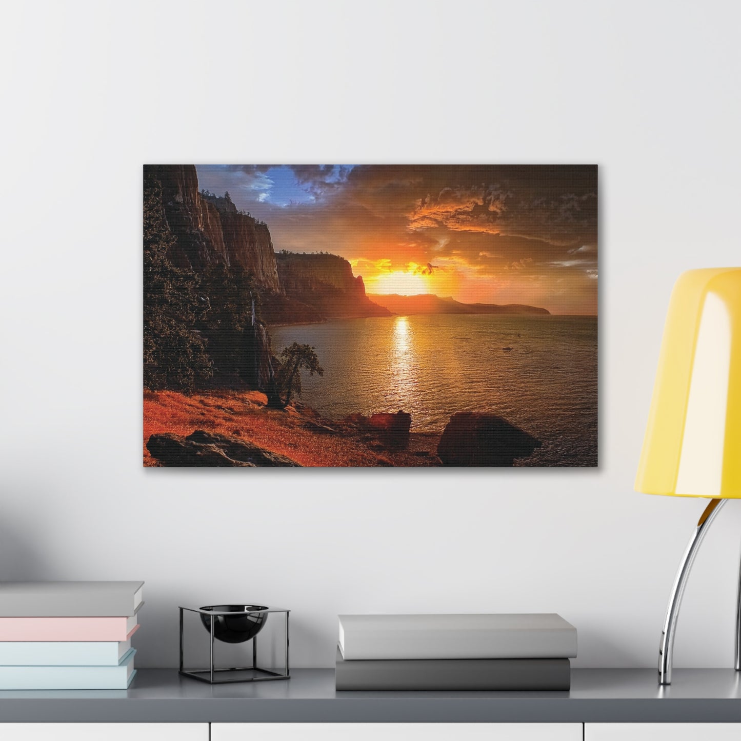 Sunset Canvas Print, Nature Wall Art, Scenic Home Décor, Gift for Nature Lovers, Coastal Landscape Decoration