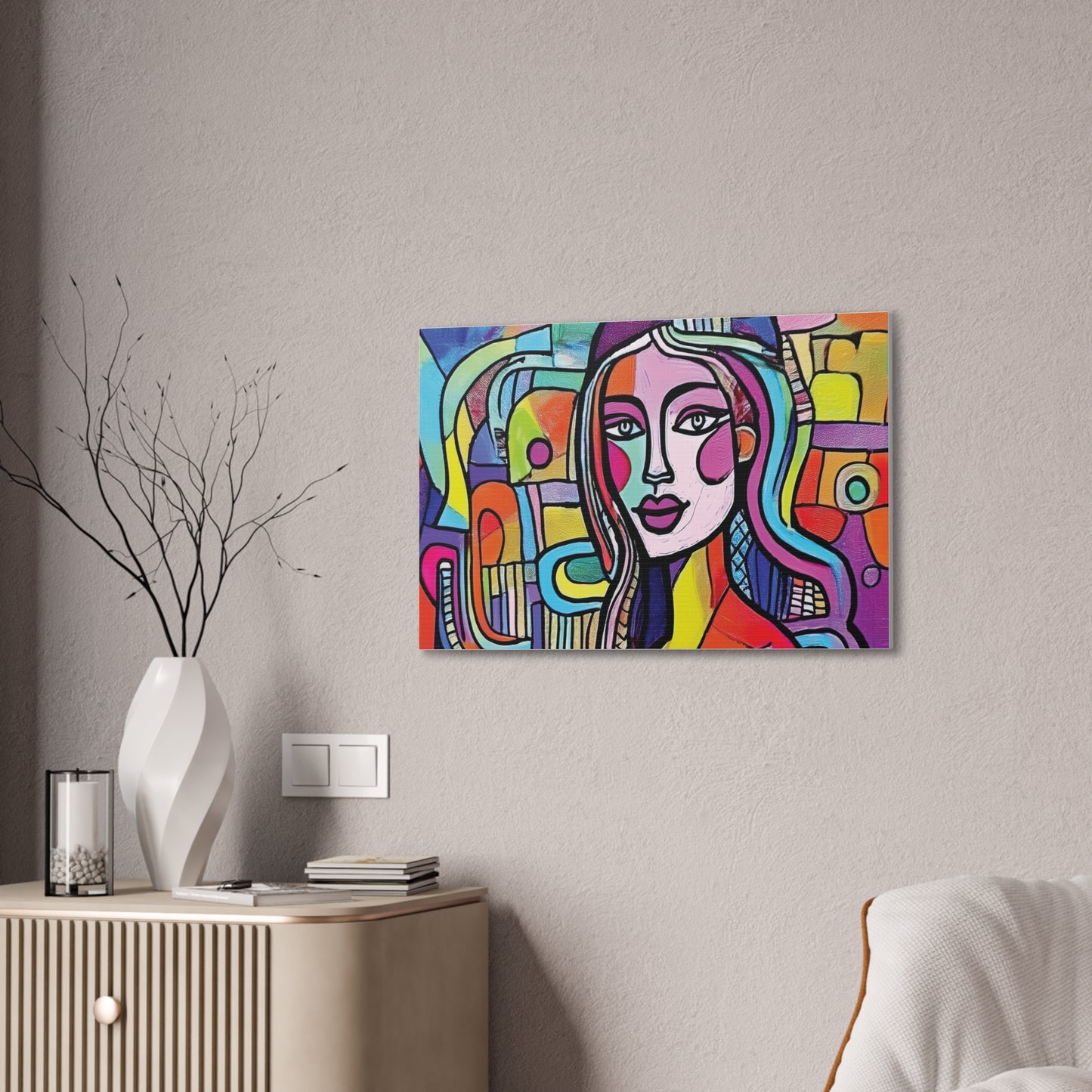 Colorful Canvas Art Print, Abstract Portrait Decor, Wall Art for Home, Colorful Wall Hanging, Gift for Art Lovers