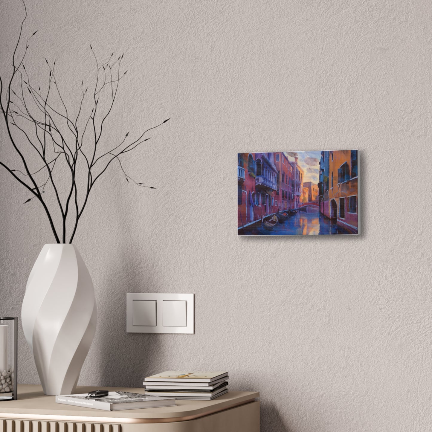 Vibrant Canvas Wall Art, Stretched Art Print, Home Decor, Venetian Landscape, Colorful Artwork, Gift for Art Lovers