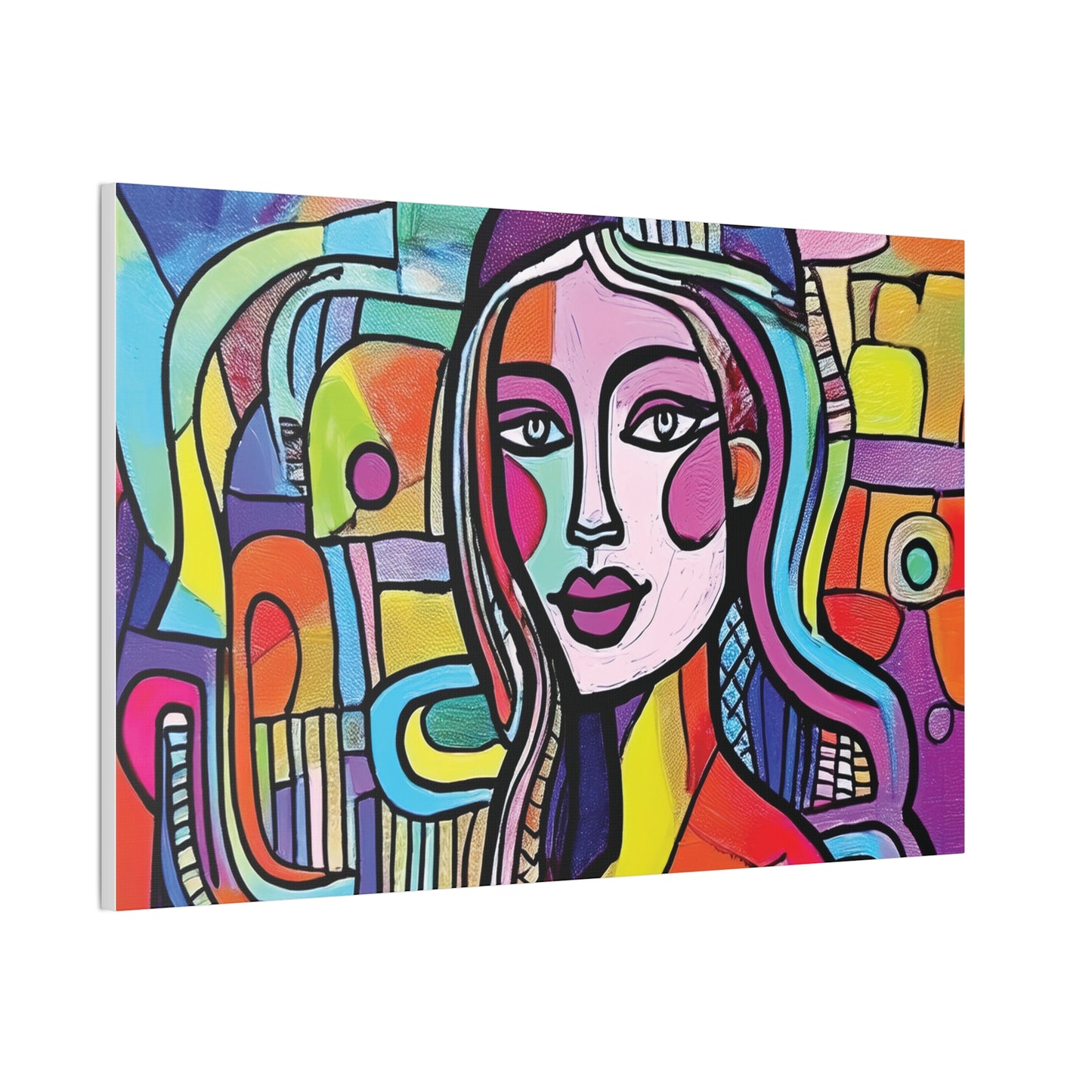 Colorful Canvas Art Print, Abstract Portrait Decor, Wall Art for Home, Colorful Wall Hanging, Gift for Art Lovers