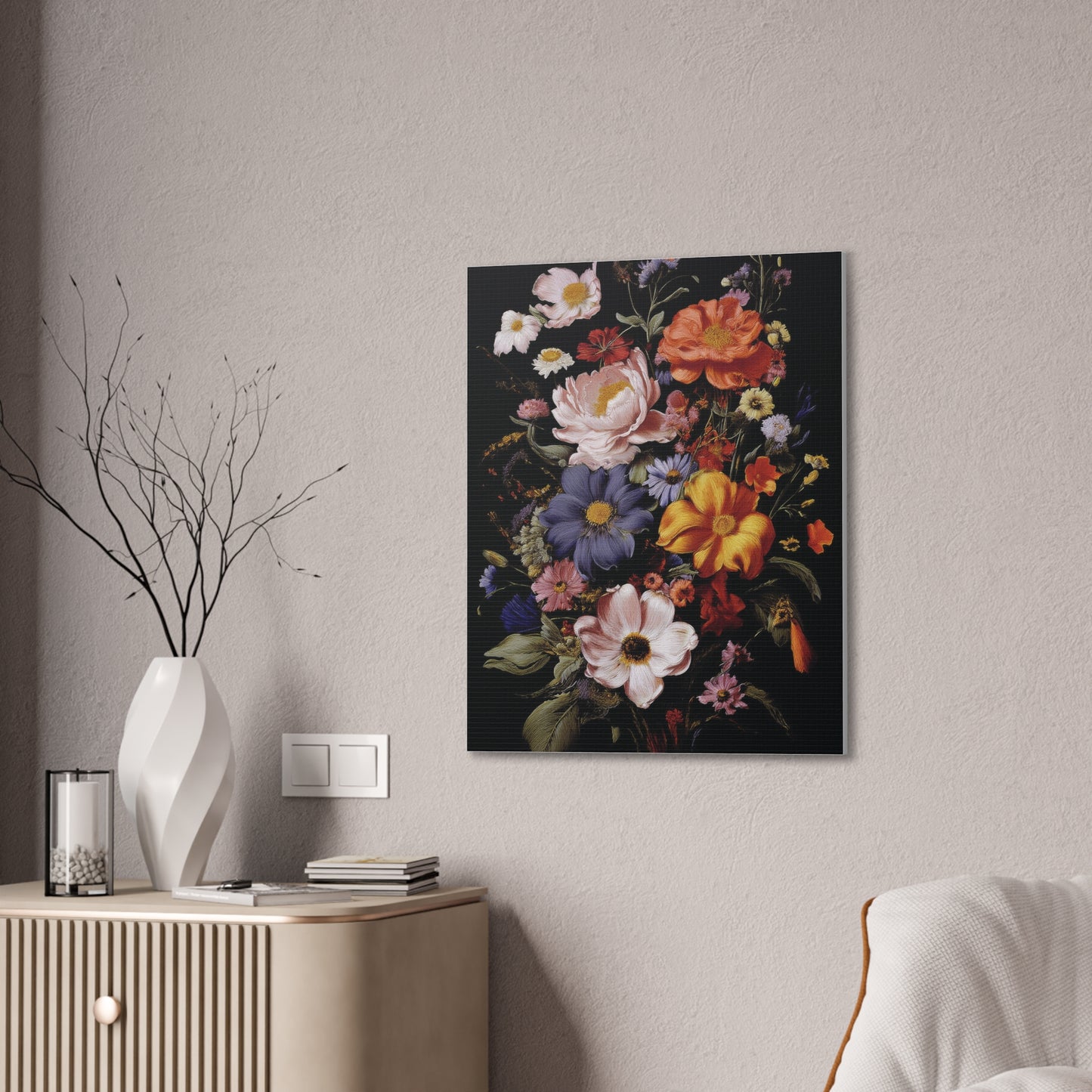Floral Wall Art Canvas, Botanical Artwork, Home Decor, Gift for Her, Abstract Flower Print, Colorful Flower Canvas