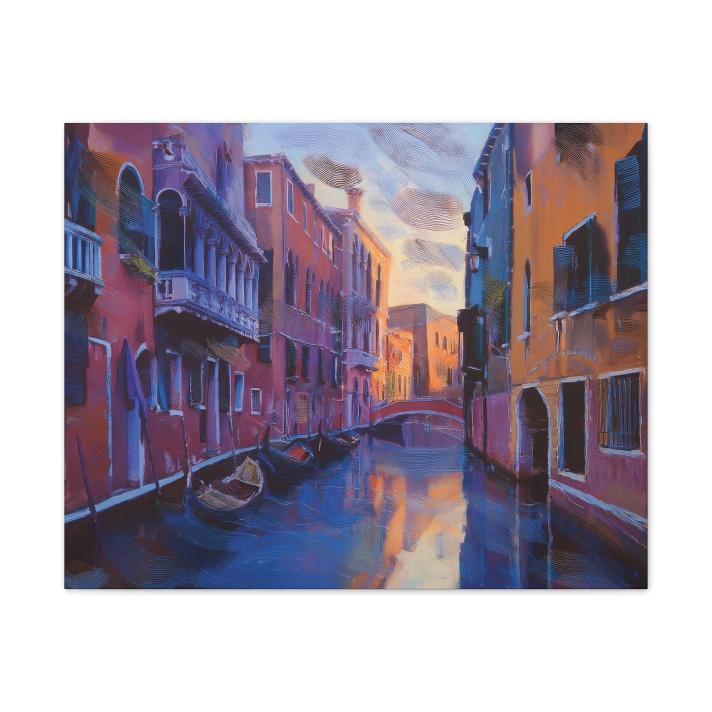 Vibrant Canvas Wall Art, Stretched Art Print, Home Decor, Venetian Landscape, Colorful Artwork, Gift for Art Lovers