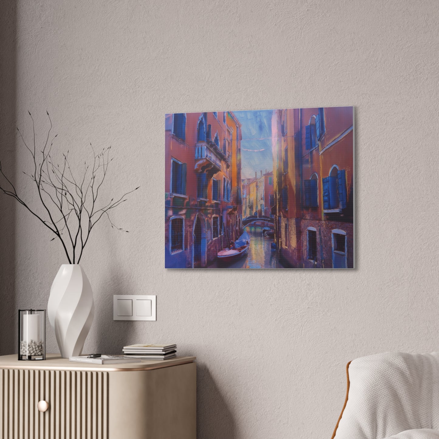 Venetian Canal Art Print, Canvas Wall Decor, Home Gallery Art, Gift for Art Lovers, Living Room Wall Art, Colorful Italian Landscape