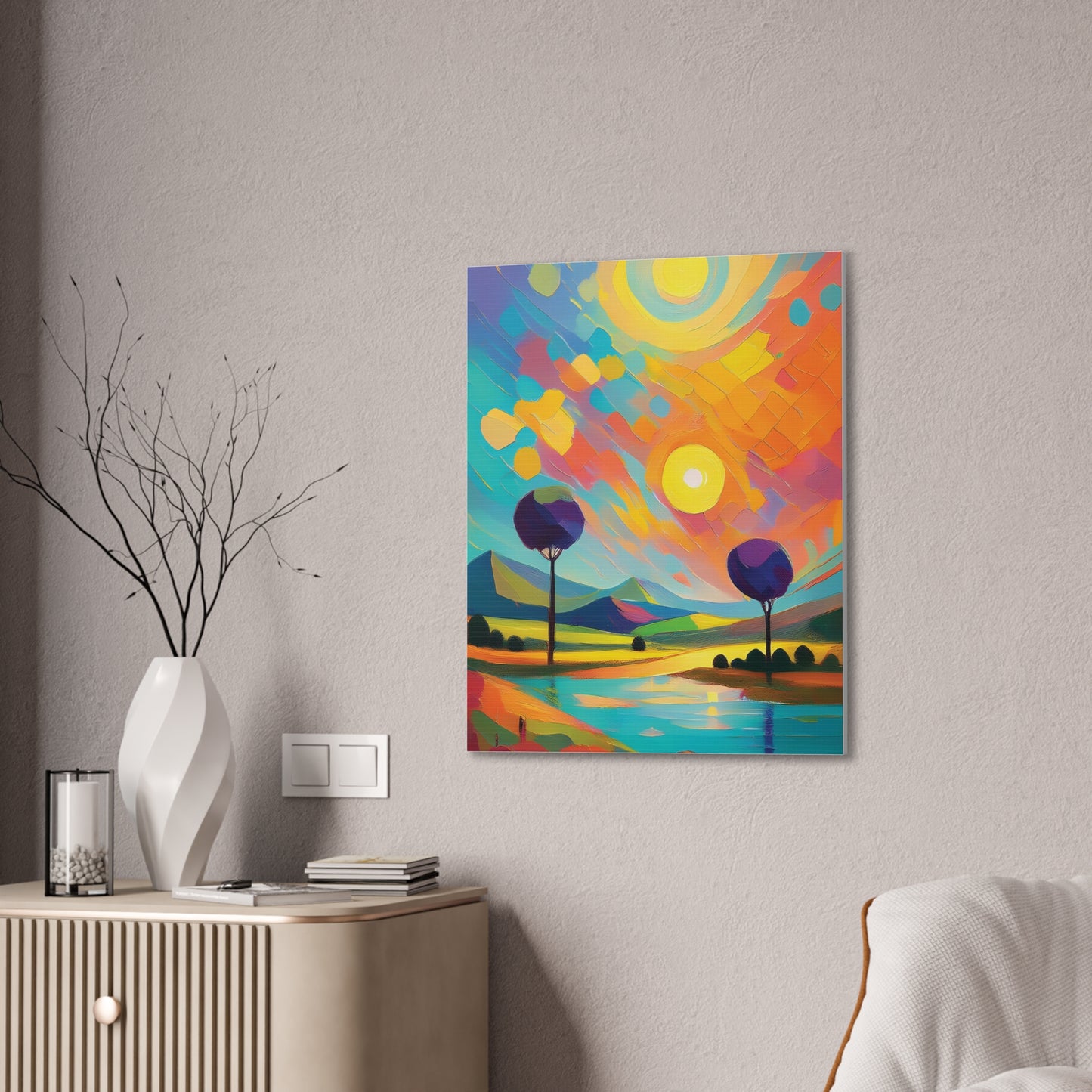 Vibrant Canvas Art Print, Colorful Wall Decor, Abstract Landscape Artwork, Home Decor, Gift for Art Lovers