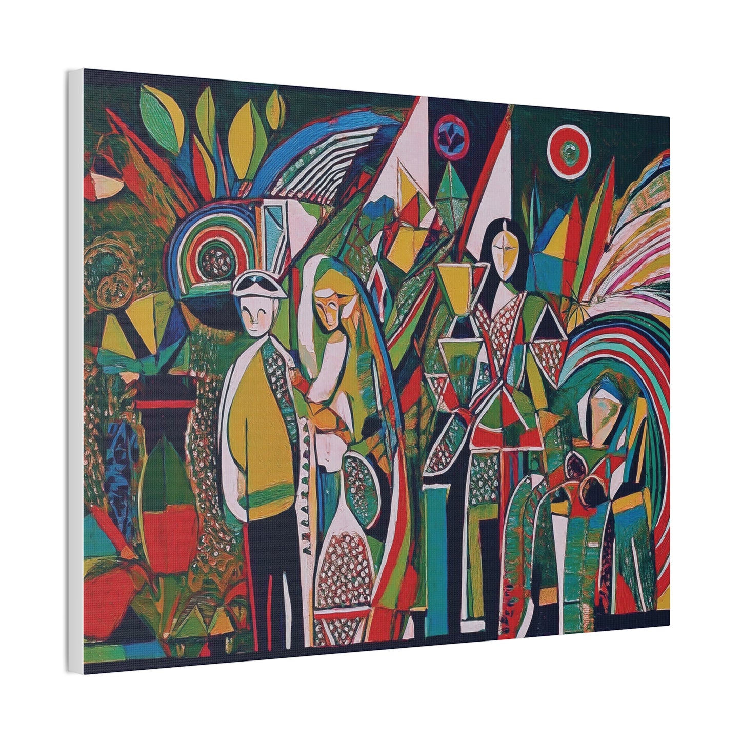 Canvas Print - Colorful Abstract Couple and Lady Standing Away