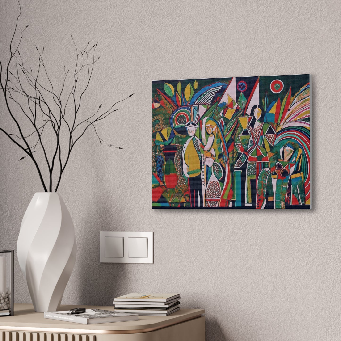 Canvas Print - Colorful Abstract Couple and Lady Standing Away