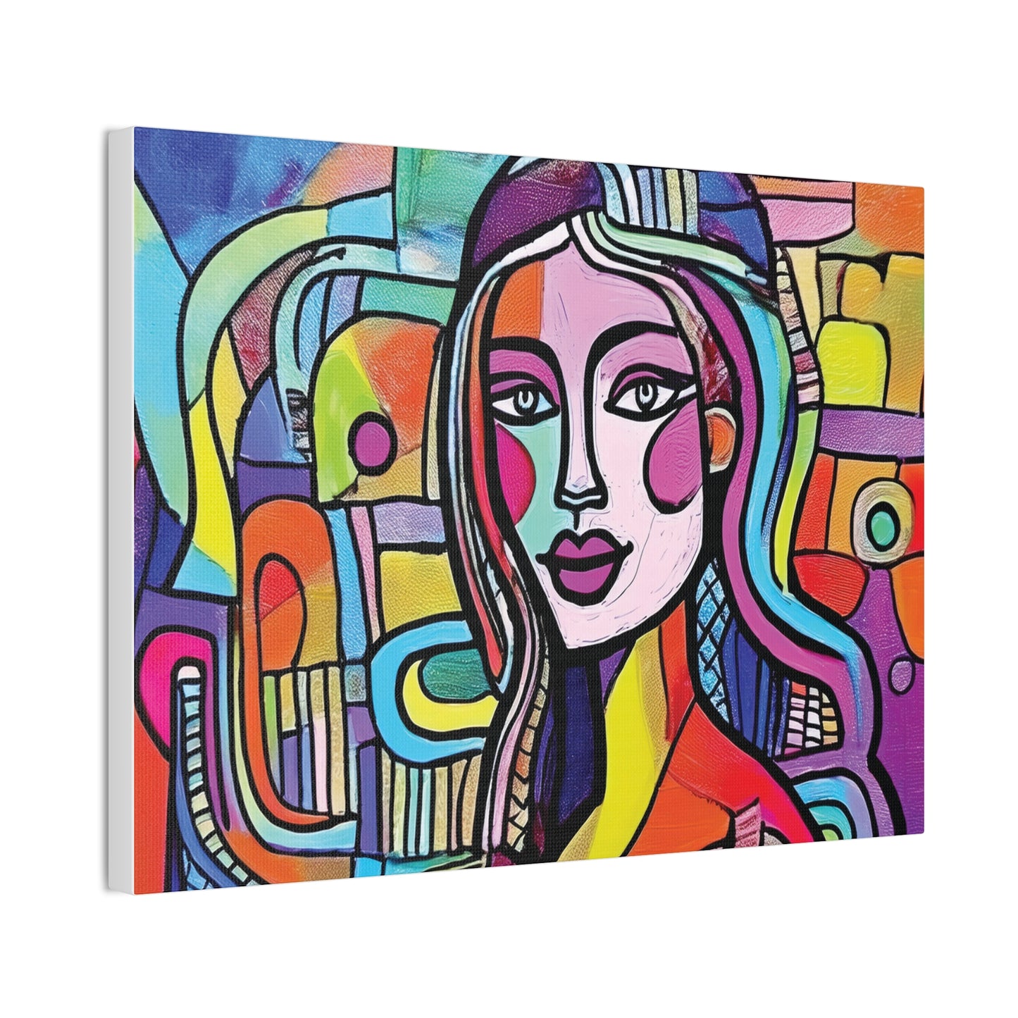Colorful Canvas Art Print, Abstract Portrait Decor, Wall Art for Home, Colorful Wall Hanging, Gift for Art Lovers