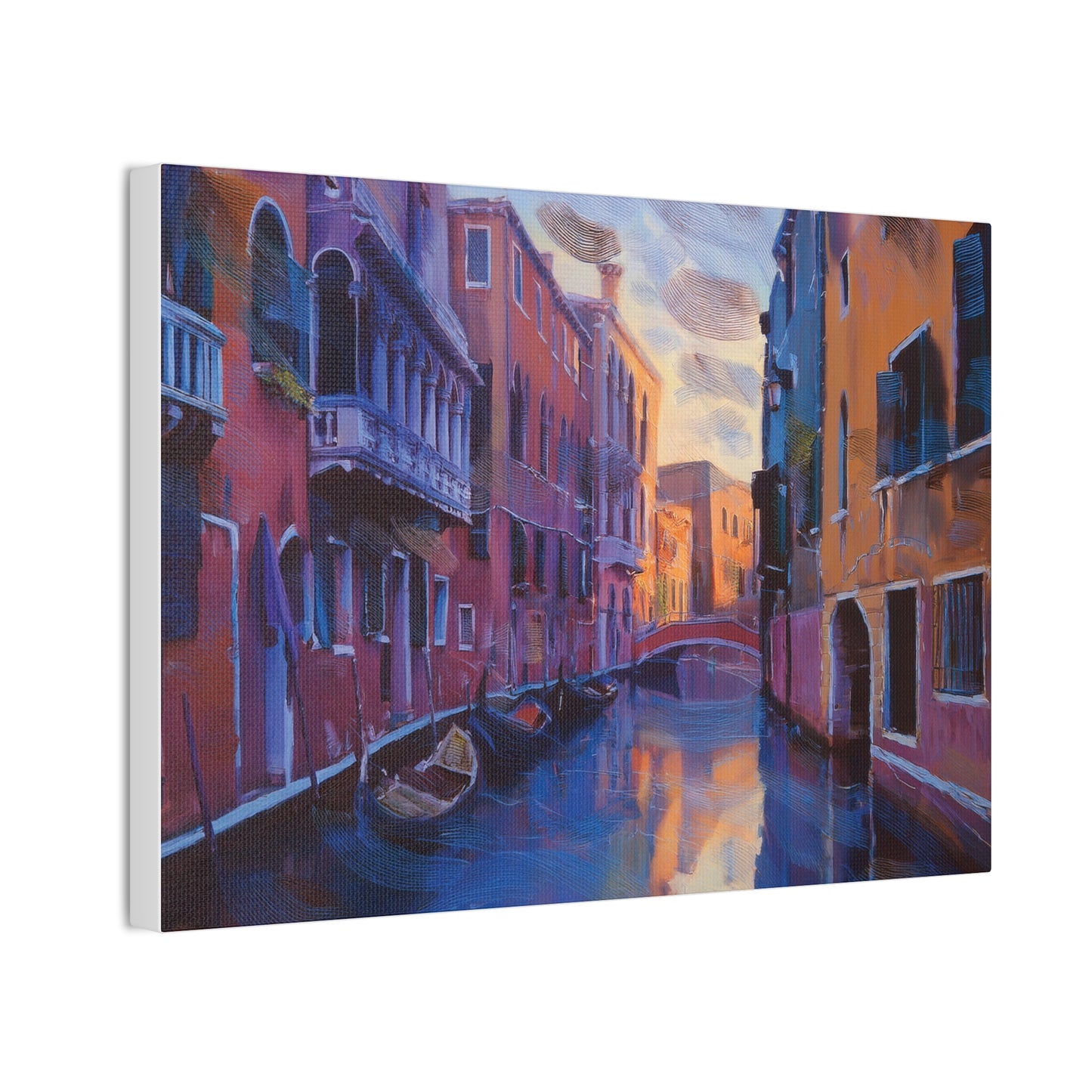 Vibrant Canvas Wall Art, Stretched Art Print, Home Decor, Venetian Landscape, Colorful Artwork, Gift for Art Lovers