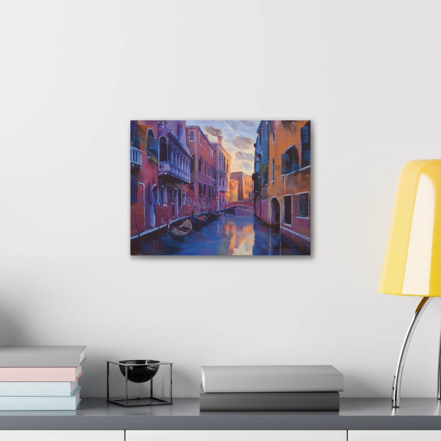 Vibrant Canvas Wall Art, Stretched Art Print, Home Decor, Venetian Landscape, Colorful Artwork, Gift for Art Lovers