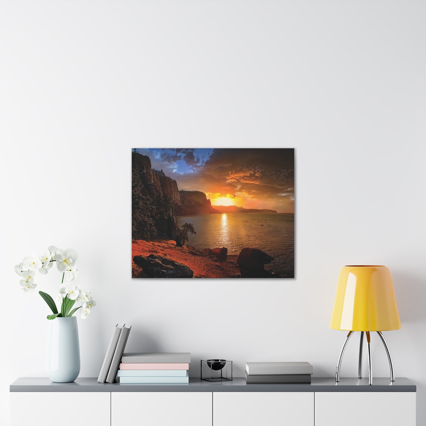 Sunset Canvas Print, Nature Wall Art, Scenic Home Décor, Gift for Nature Lovers, Coastal Landscape Decoration