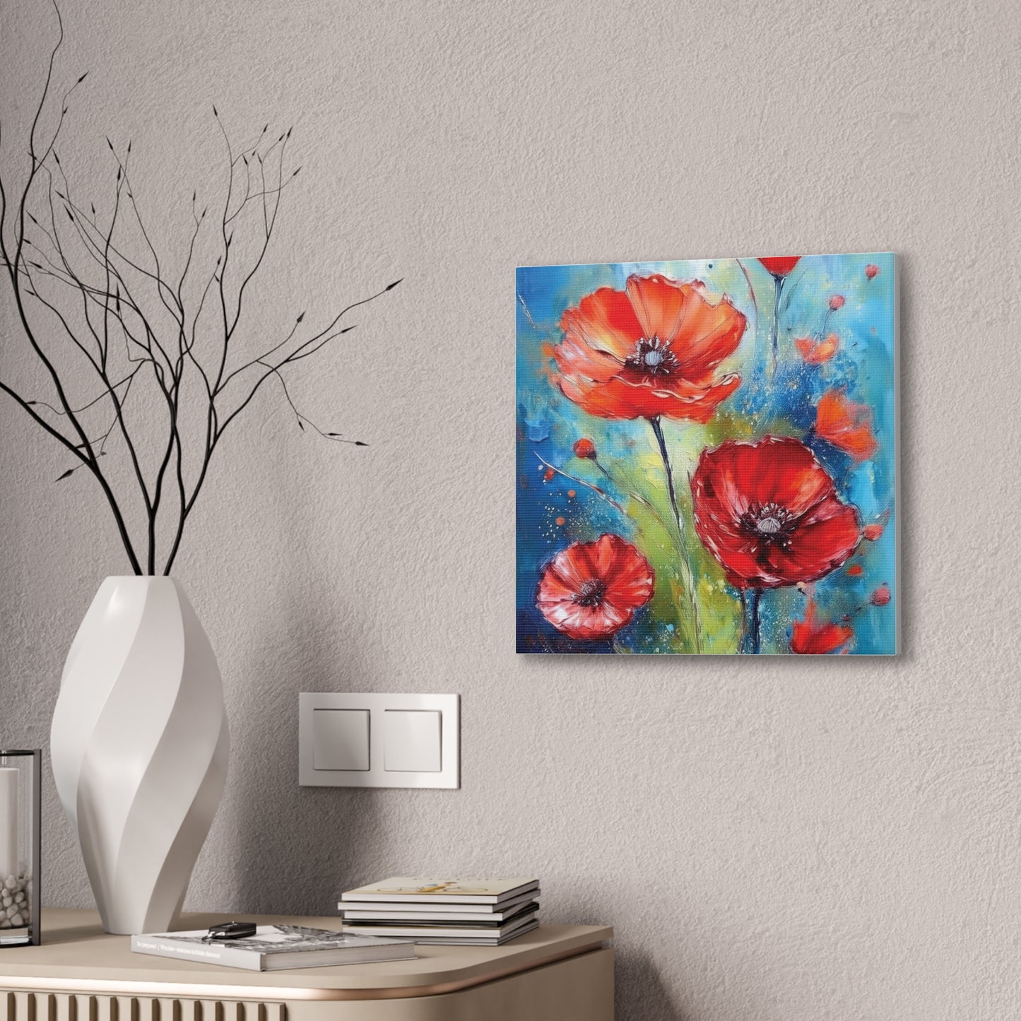Vibrant Floral Canvas Art Print, Colorful Flower Wall Decor, Home Decor, Gift for Nature Lovers, Poppy Artwork, Vibrant Wall Art