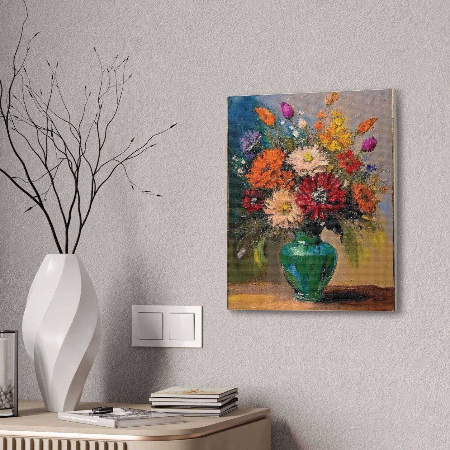 Floral Canvas Art Print, Vibrant Flower Wall Decor, Home Decoration, Gift for Nature Lovers, Colorful Artwork for Celebrations