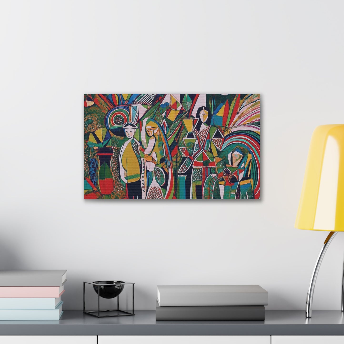 Canvas Print - Colorful Abstract Couple and Lady Standing Away