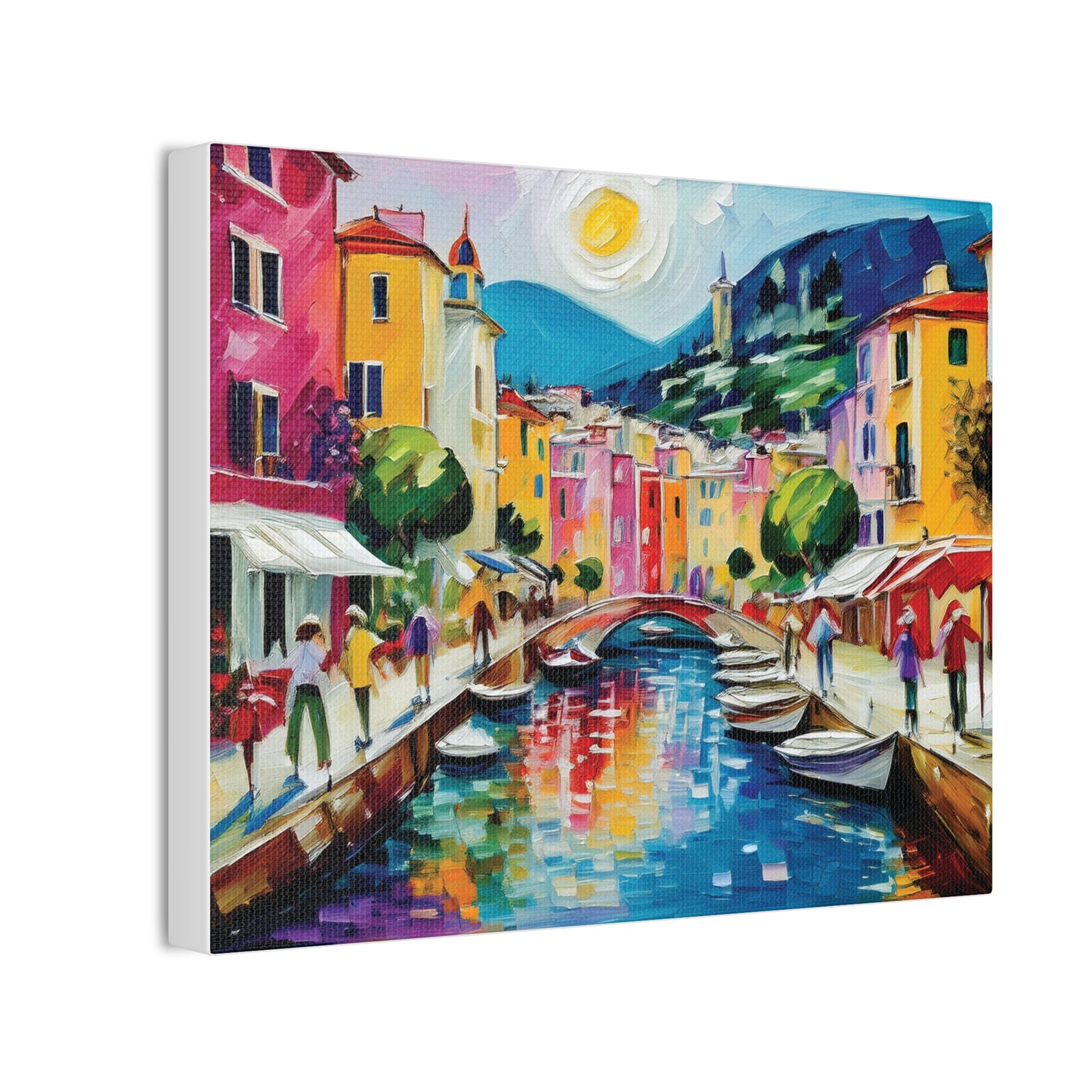 Vibrant Canvas Art Print, Colorful Wall Decor, Living Room Artwork, Mediterranean Scene, Gallery Wall Collection