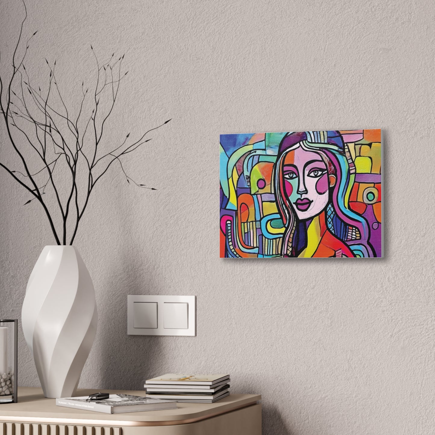 Colorful Canvas Art Print, Abstract Portrait Decor, Wall Art for Home, Colorful Wall Hanging, Gift for Art Lovers