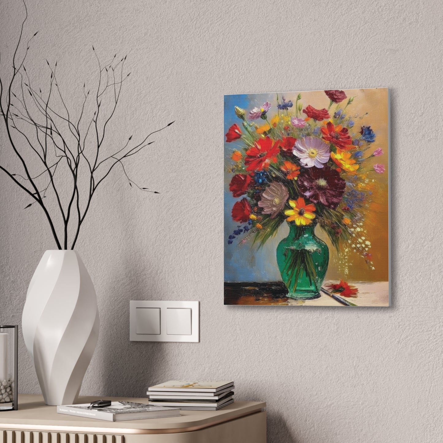 Floral Canvas Art Print, Colorful Flower Wall Decor, Home Interior Design, Gift for Art Lovers, Spring Decor
