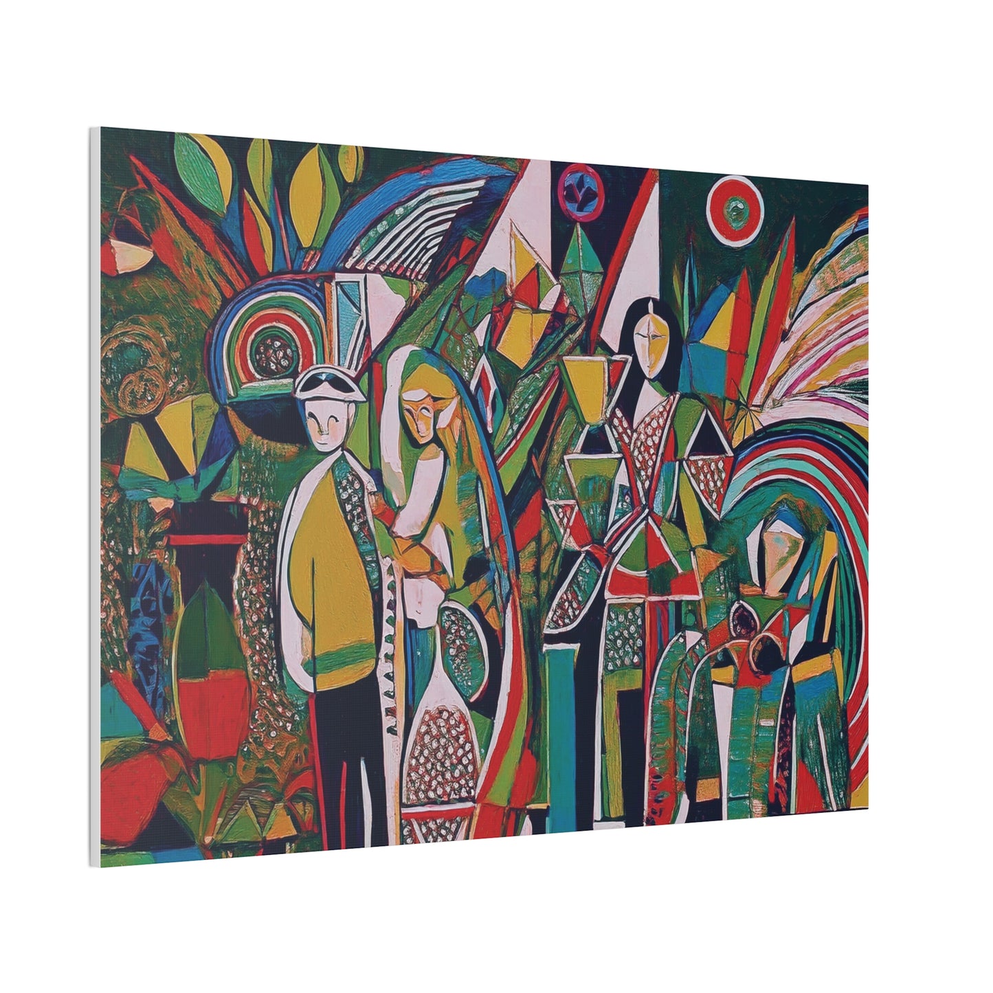 Canvas Print - Colorful Abstract Couple and Lady Standing Away