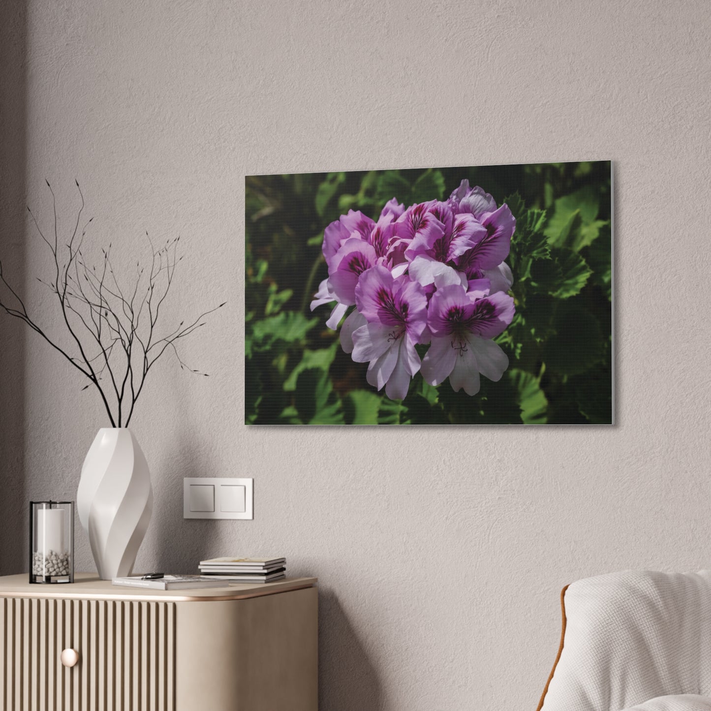 Pink Geranium Floral Canvas Print — Stretched Wall Art