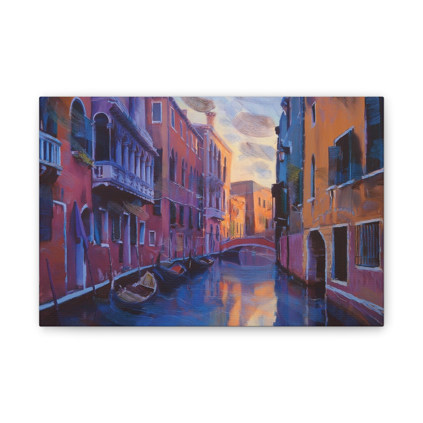 Vibrant Canvas Wall Art, Stretched Art Print, Home Decor, Venetian Landscape, Colorful Artwork, Gift for Art Lovers
