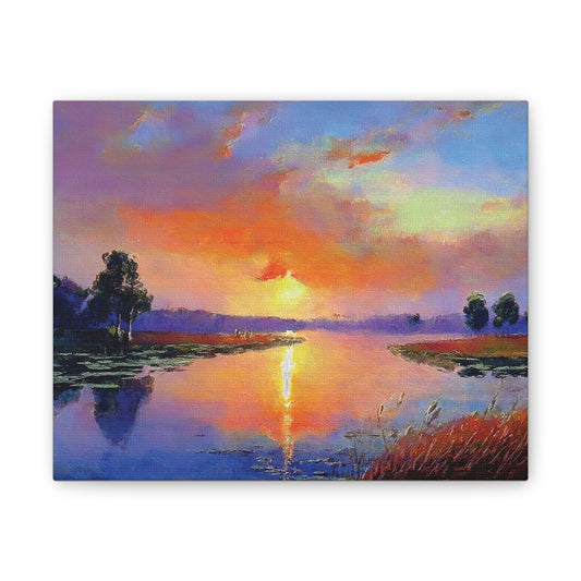 Serene Sunset Canvas Art, Landscape Wall Decor, Nature Lover Gift, Home Wall Art, Tranquil Landscape Painting