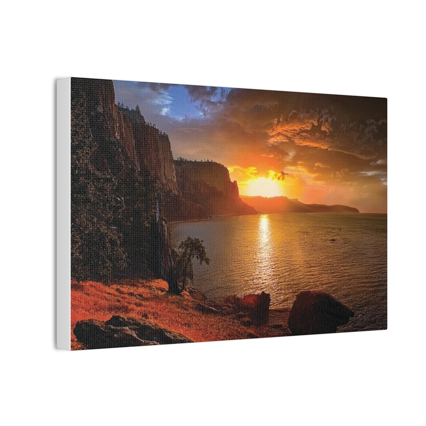 Sunset Canvas Print, Nature Wall Art, Scenic Home Décor, Gift for Nature Lovers, Coastal Landscape Decoration