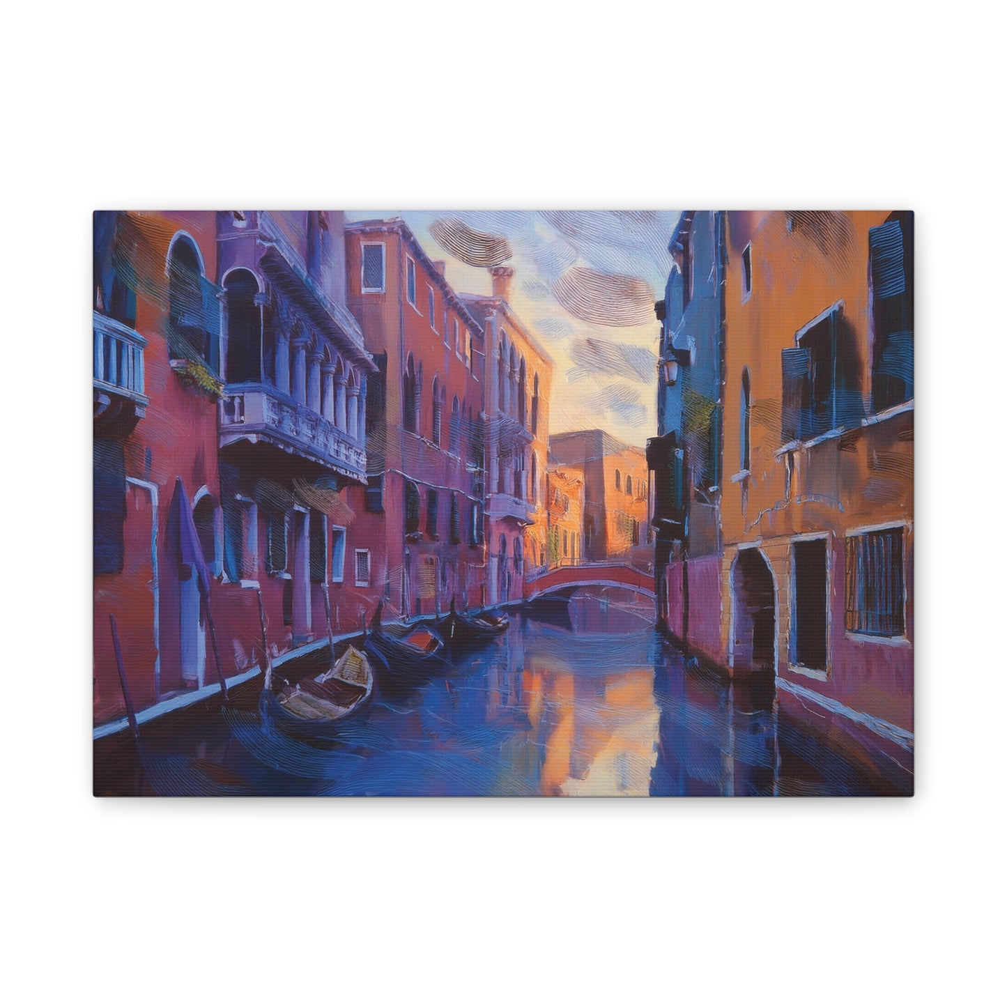 Vibrant Canvas Wall Art, Stretched Art Print, Home Decor, Venetian Landscape, Colorful Artwork, Gift for Art Lovers