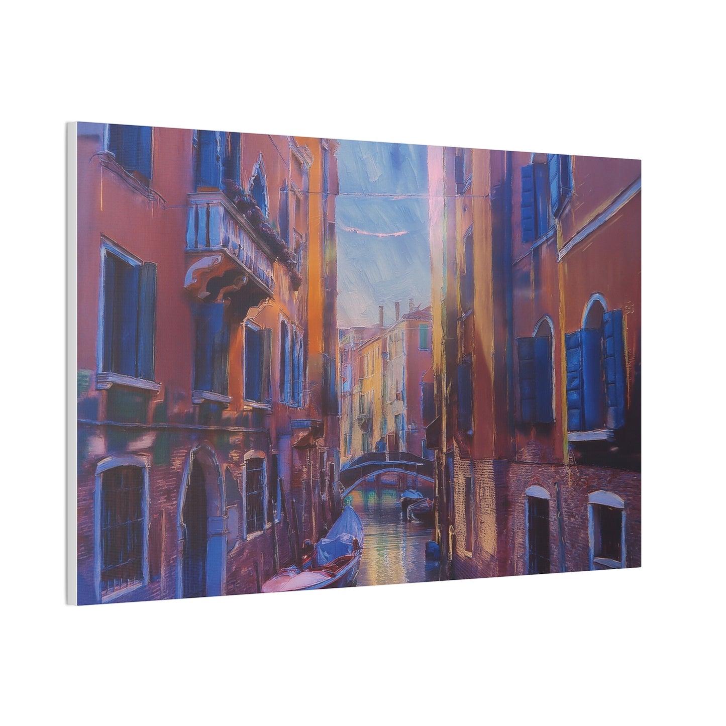 Venetian Canal Art Print, Canvas Wall Decor, Home Gallery Art, Gift for Art Lovers, Living Room Wall Art, Colorful Italian Landscape