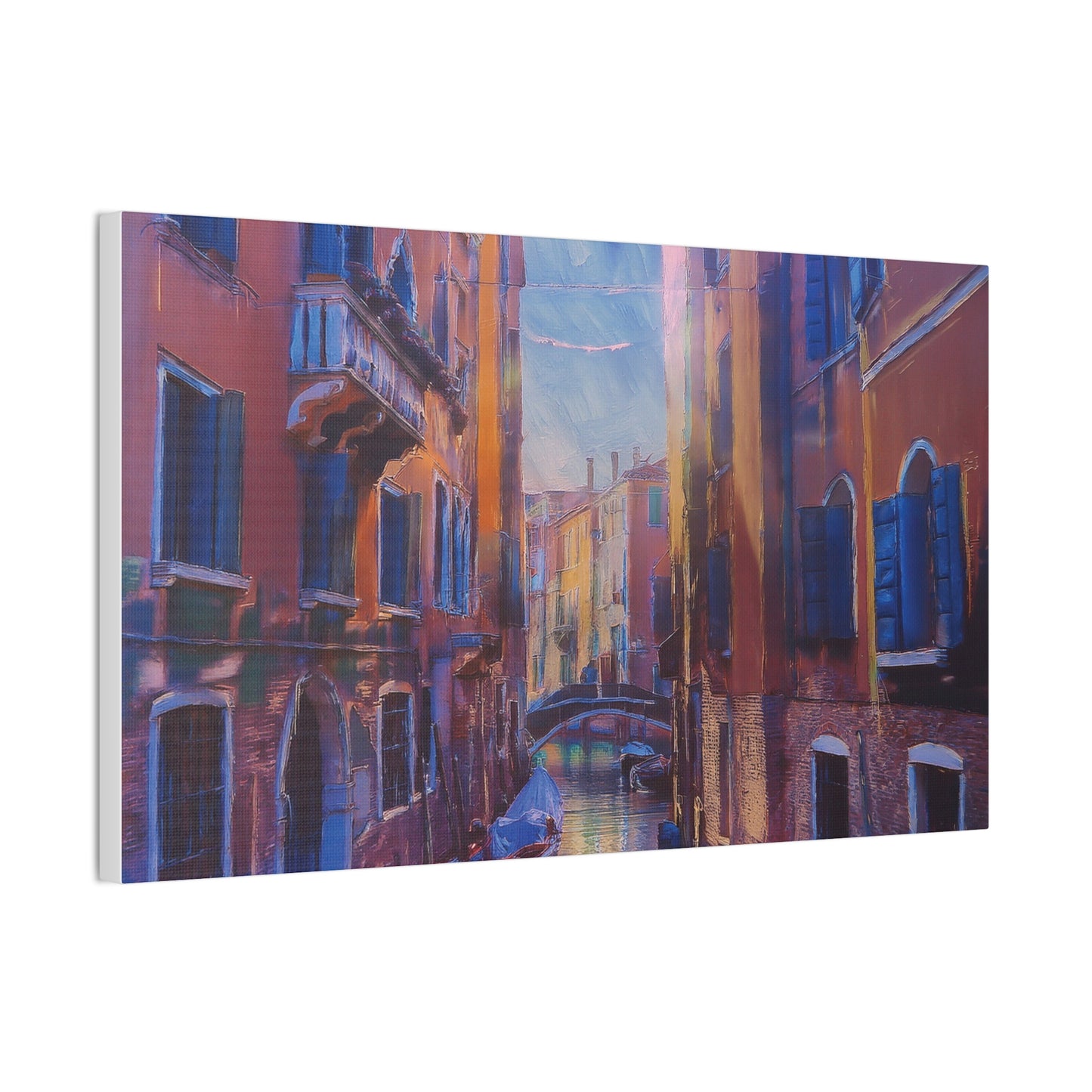 Venetian Canal Art Print, Canvas Wall Decor, Home Gallery Art, Gift for Art Lovers, Living Room Wall Art, Colorful Italian Landscape