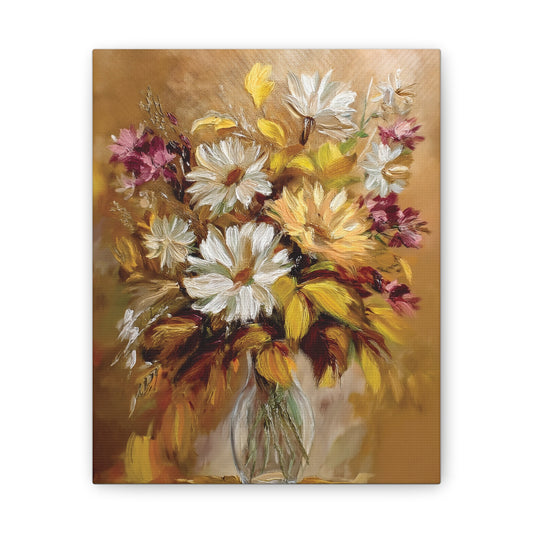 Floral Canvas Art Print, Vivid Flower Painting, Home Decor, Wall Art, Gift for Nature Lovers, Rustic Decor, Mother's Day, Birthday