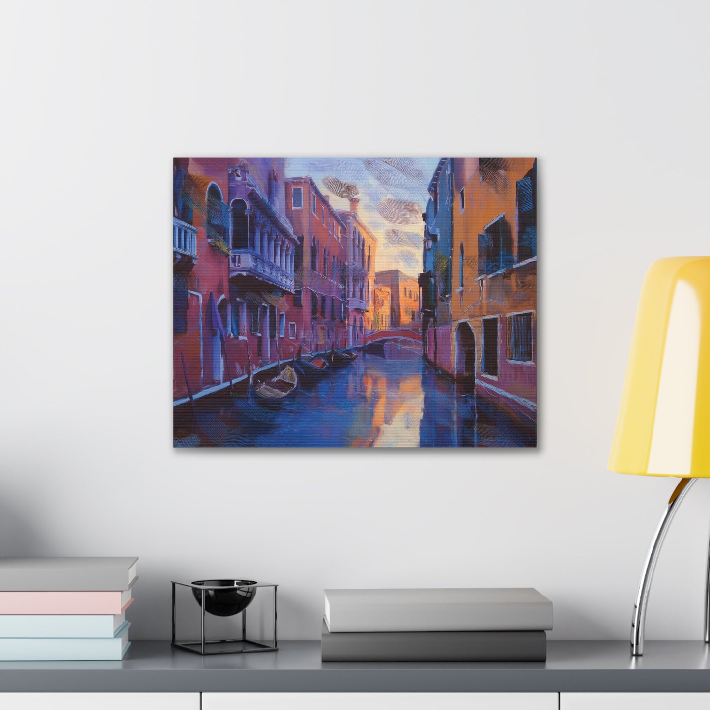Vibrant Canvas Wall Art, Stretched Art Print, Home Decor, Venetian Landscape, Colorful Artwork, Gift for Art Lovers
