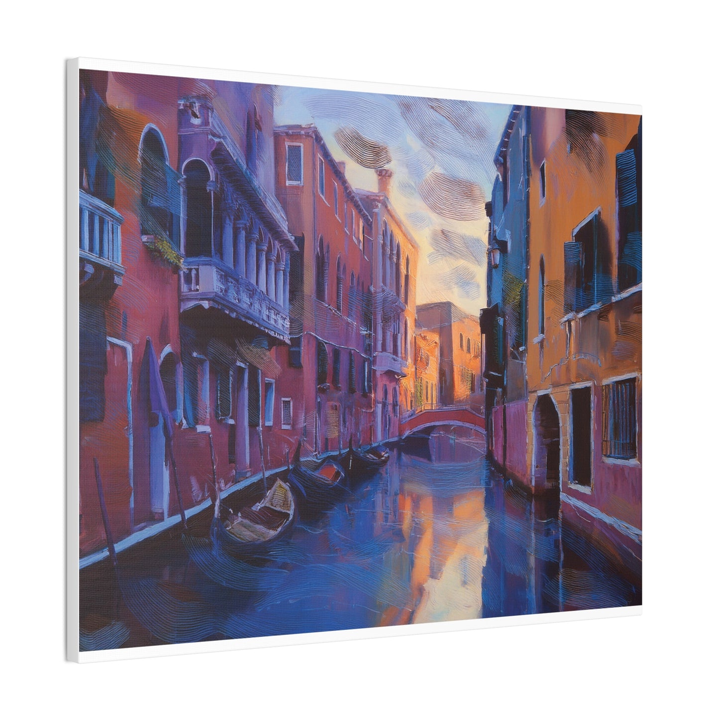 Vibrant Canvas Wall Art, Stretched Art Print, Home Decor, Venetian Landscape, Colorful Artwork, Gift for Art Lovers