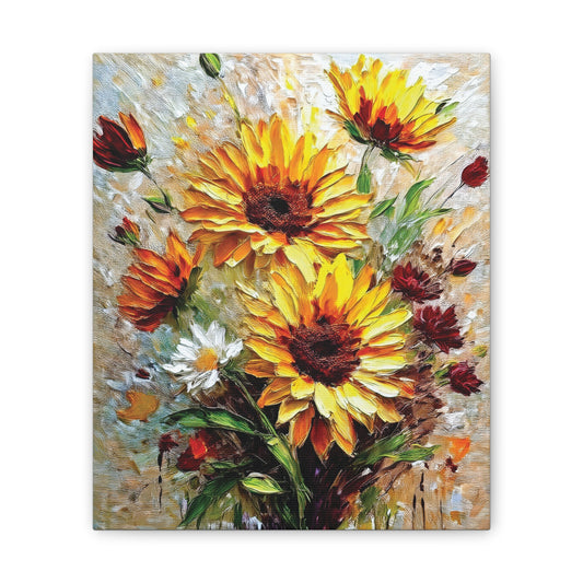 Vibrant Floral Canvas Print, Sunflower Wall Art, Home Decor, Bright Gift, Spring Decor, Nature Inspired Art
