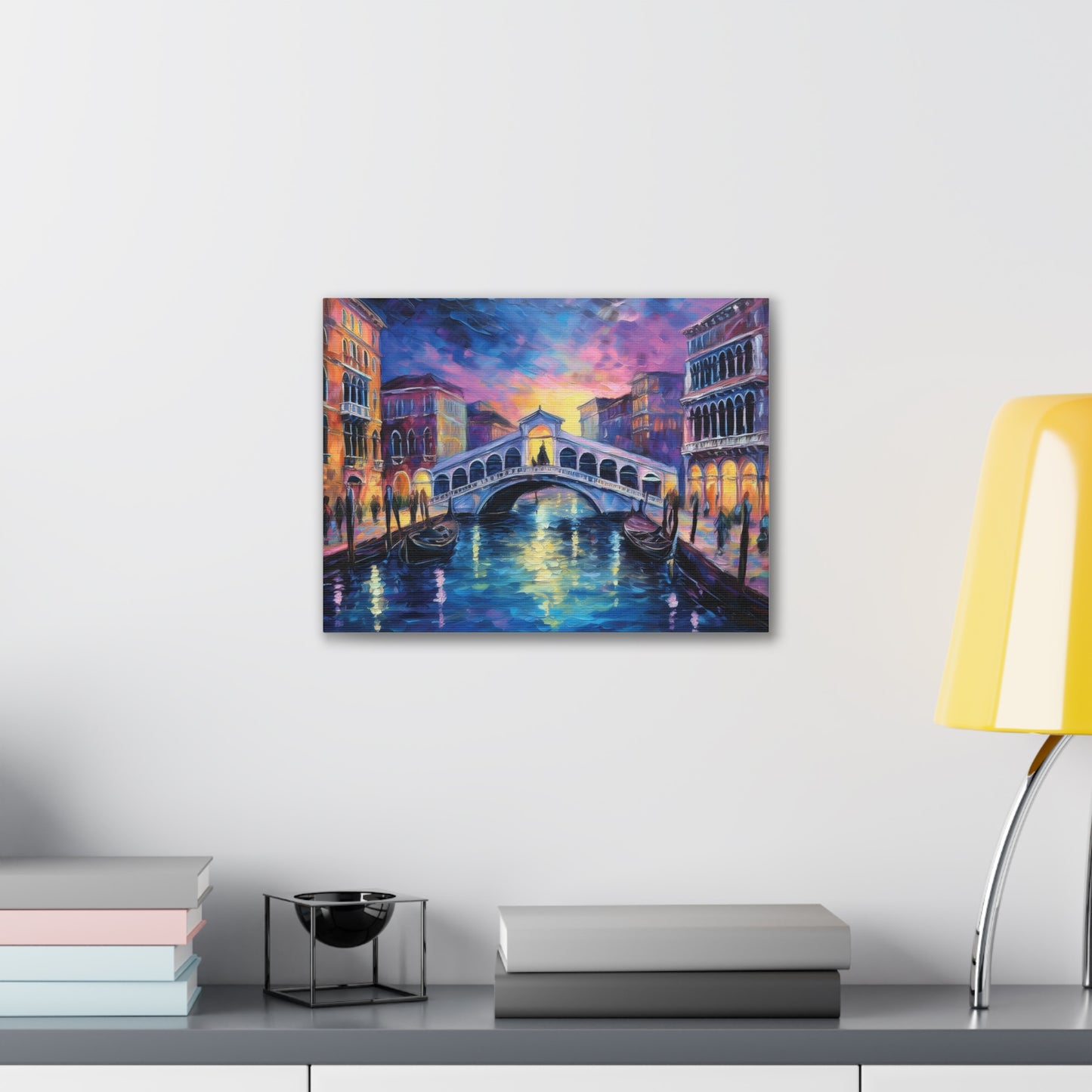 Vibrant Venice Canvas Art, Colorful Bridge Painting, Home Decor, Wall Art, Art for Living Room, Italian Landscape Print