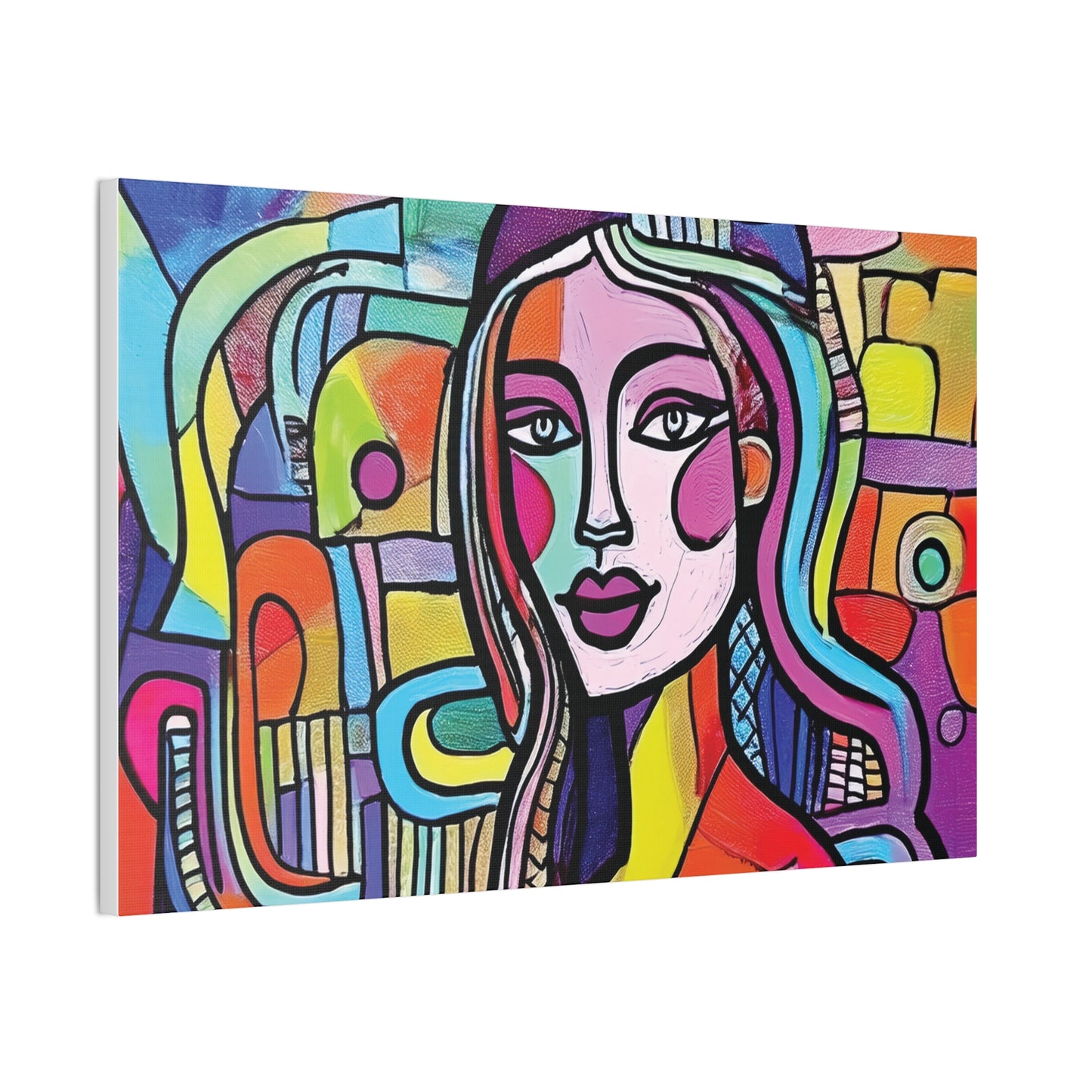 Colorful Canvas Art Print, Abstract Portrait Decor, Wall Art for Home, Colorful Wall Hanging, Gift for Art Lovers