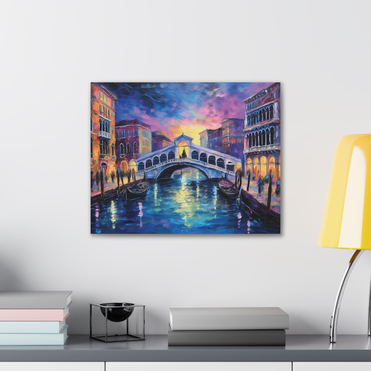 Vibrant Venice Canvas Art, Colorful Bridge Painting, Home Decor, Wall Art, Art for Living Room, Italian Landscape Print