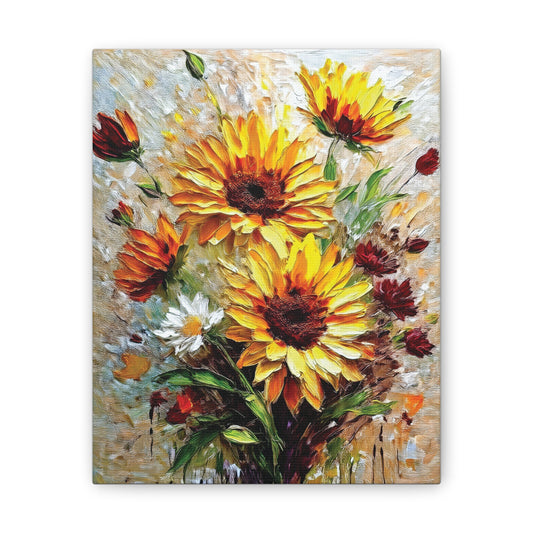 Vibrant Floral Canvas Print, Sunflower Wall Art, Home Decor, Bright Gift, Spring Decor, Nature Inspired Art