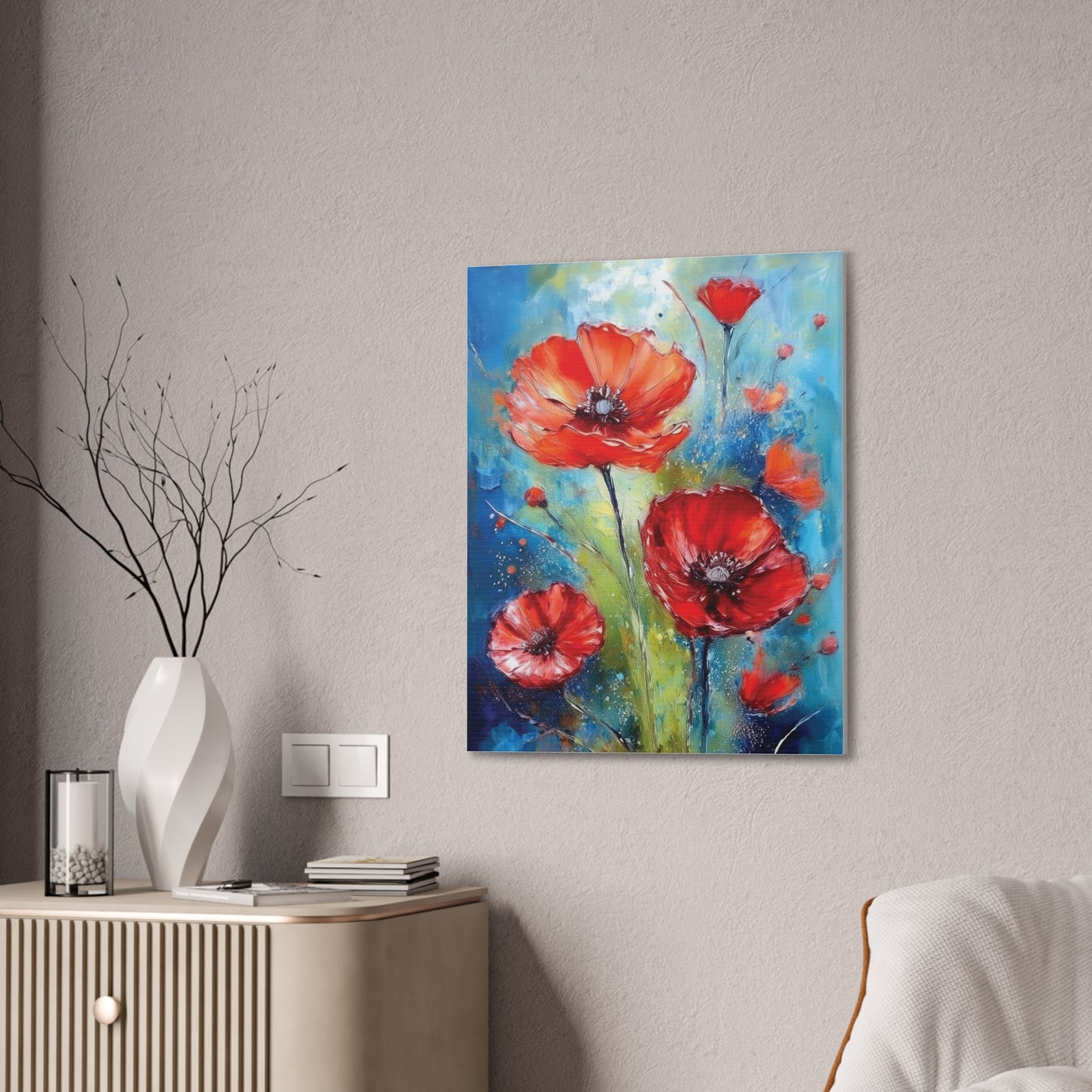 Vibrant Floral Canvas Art Print, Colorful Flower Wall Decor, Home Decor, Gift for Nature Lovers, Poppy Artwork, Vibrant Wall Art