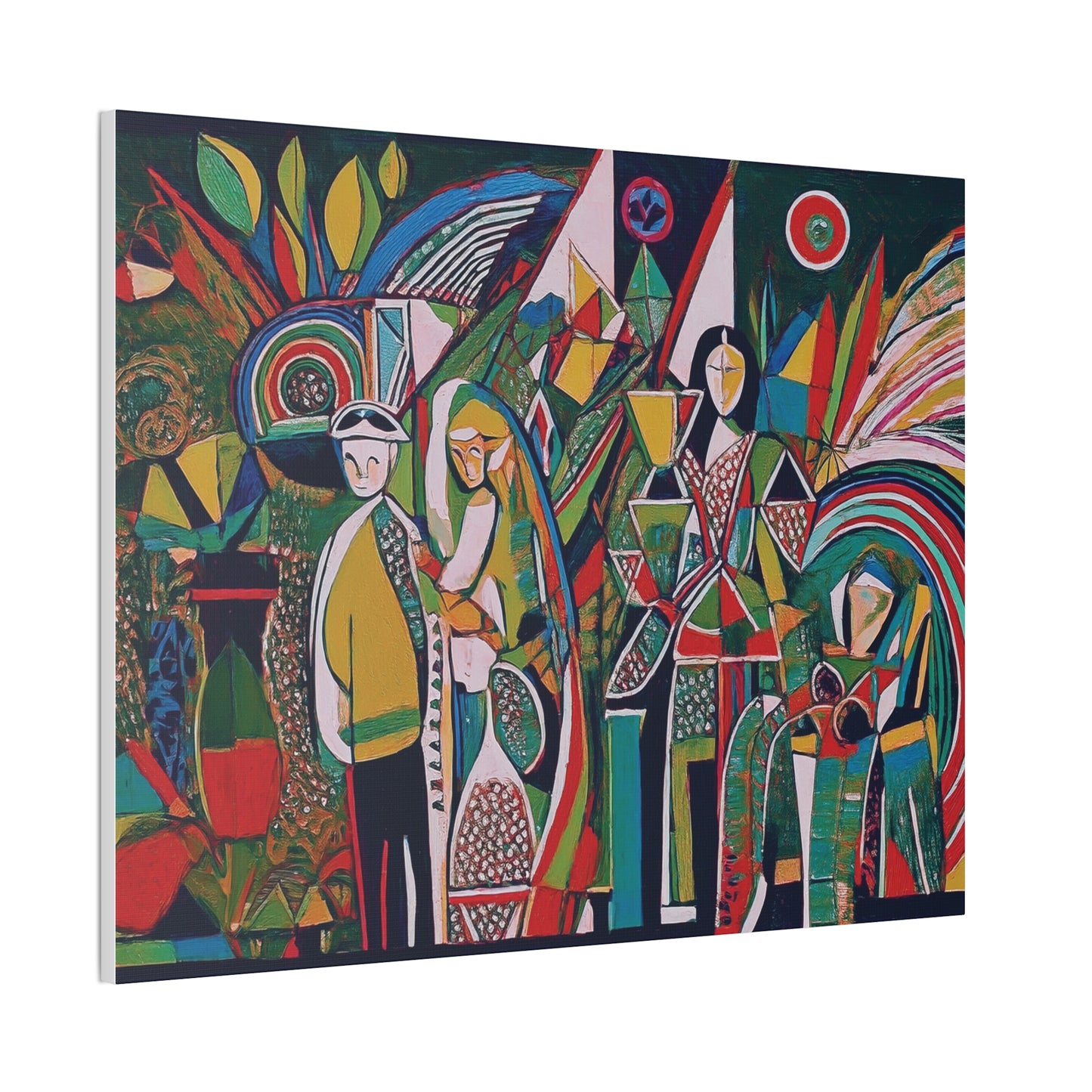 Canvas Print - Colorful Abstract Couple and Lady Standing Away